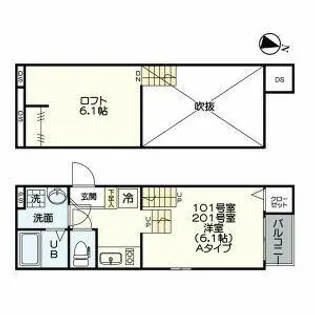 LUNA FORZA柴田【101号室】の間取り