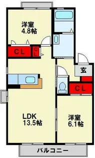 セヴェル中の原【2階】の間取り