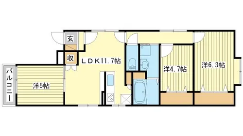 バレンシア三左衛門【1階】の間取り