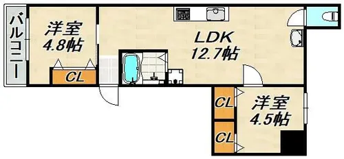 カルモハイツ【1階】の間取り