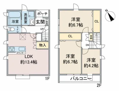クーボ大根山【D号室】の間取り