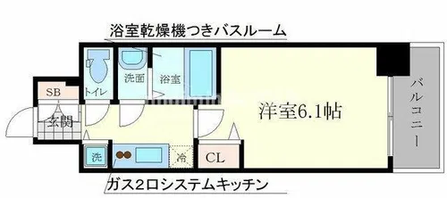 プレサンスタワー難波WEST【5階】の間取り