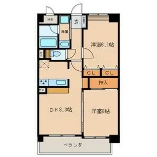 サンシティ名西通【2階】の間取り