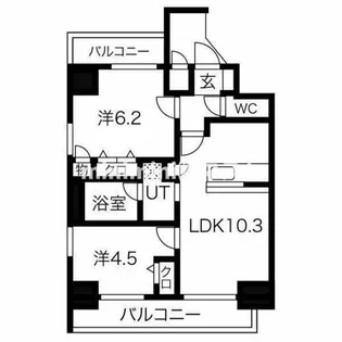 プレサンスタワー難波WEST【13階】の間取り