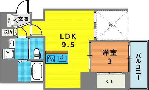 セレニテ神戸元町クレア【313号室】の間取り