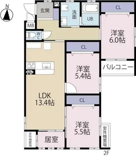 クローリス仙水【2階】の間取り