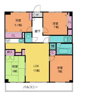 グランドハイリス本山【1階】の間取り