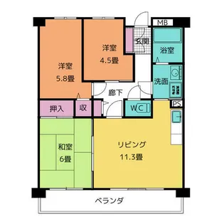 ライオンズマンション植田ヒルズイ-ストタワー【10階】の間取り