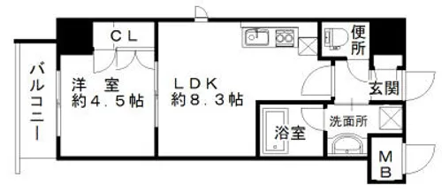 エスティメゾン南堀江【704号室】の間取り
