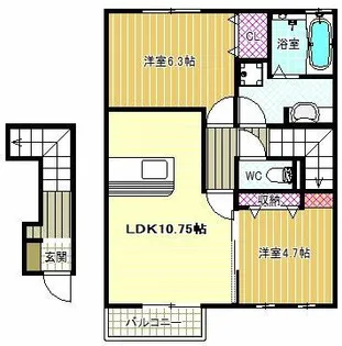 コマツ ローズスクエアー カサ・オリーブ【2階】の間取り