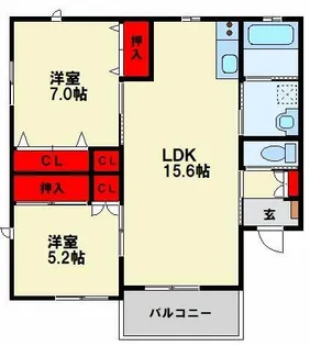 ウェルカーサ陣原【2階】の間取り