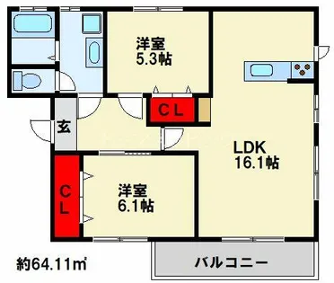 ヴァンヴェール中井【2階】の間取り