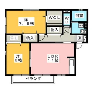 グランヴェール A棟【2階】の間取り