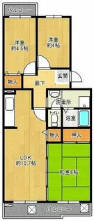 鹿の子台北ハイツ【8-403号室】の間取り