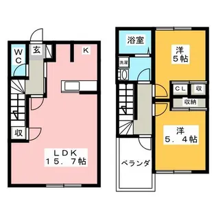 愛知県稲沢市平和町西光坊新町【テラスハウス】の間取り