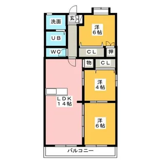ファミーユ・ひょうたん山【4階】の間取り