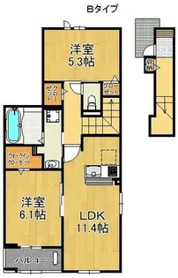 ケーズコート鶴原Ⅲ【2階】の間取り
