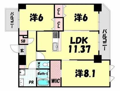 グルーブAriaトアロード【12階】の間取り