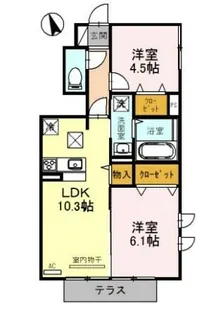 エソラ ソレーユ田寺東【1階】の間取り