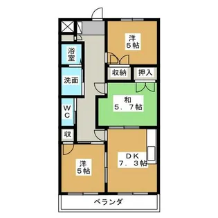 レイクハイツ当知【4階】の間取り