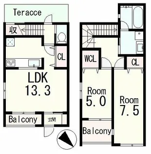 スクエアコート一里山ウエスト【1階】の間取り
