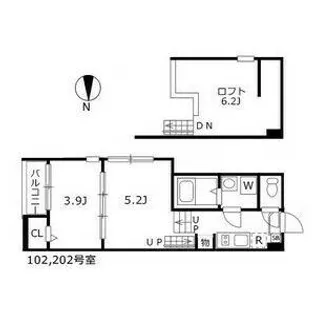 ハーモニーテラス二番Ⅳ【102号室】の間取り