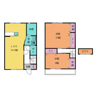 愛知県一宮市浅井町小日比野字新開【テラスハウス】の間取り
