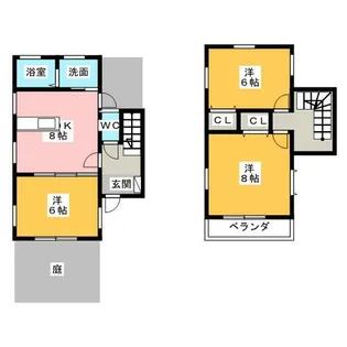 愛知県名古屋市名東区高柳町【テラスハウス】の間取り