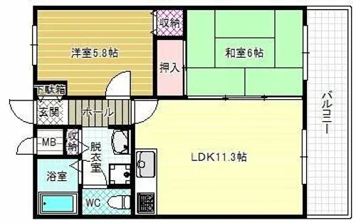 2LDKの間取り画像