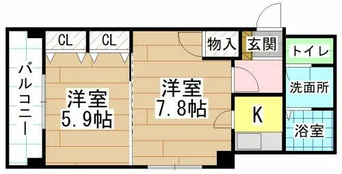 福岡県北九州市小倉北区弁天町【マンション】の間取り