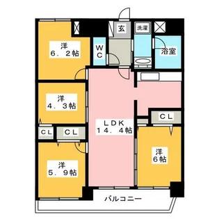 フォンターナ名昭【10階】の間取り