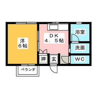 1DKの間取り画像