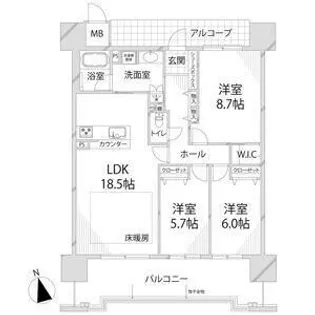 パレ・ロワイヤル英賀保駅前【2階】の間取り