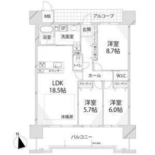 パレ・ロワイヤル英賀保駅前【2階】の間取り