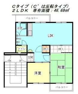 公社賃貸SMALIO 貝塚中央【5-307号室】の間取り