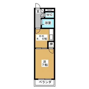 1DKの間取り画像
