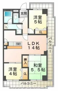 コモンパレス清水ヶ丘【4階】の間取り