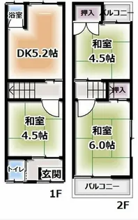 大阪府門真市桑才新町【テラスハウス】の間取り