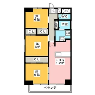 パークサイド雁宿1号館【7階】の間取り