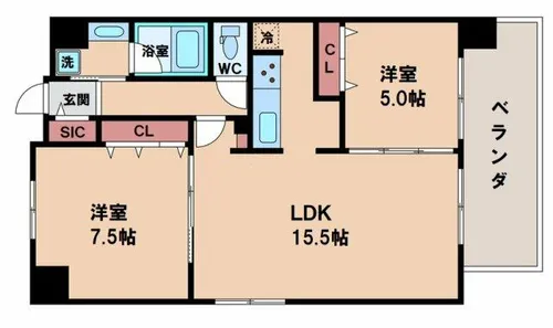 パンドノール住吉大社【5階】の間取り