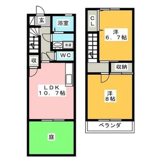 愛知県豊川市大橋町3丁目【テラスハウス】の間取り