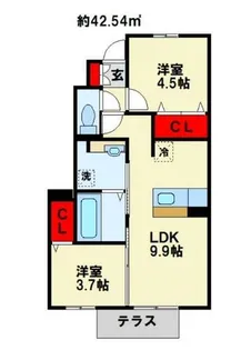ポサーダ本城【103号室】の間取り