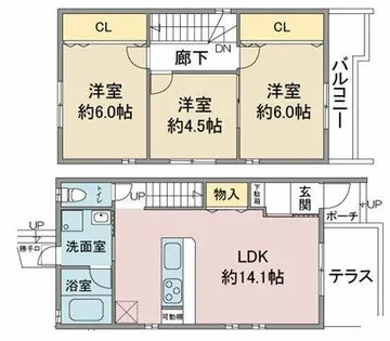 愛知県名古屋市名東区望が丘【一戸建】の間取り