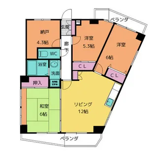ヴィアーレマルフク南館【2階】の間取り