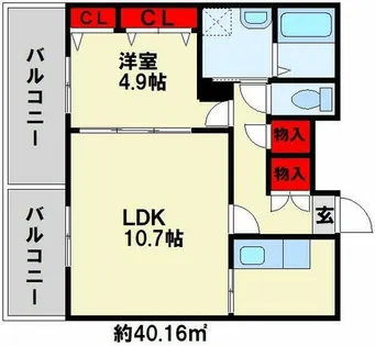 フェリシエ三萩野【10階】の間取り