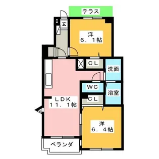 メリールーラン【1階】の間取り