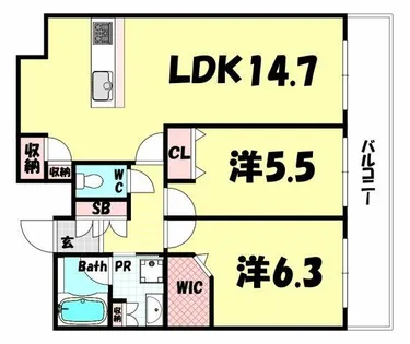 ワコーレ神戸三宮マスターズレジデンス【11階】の間取り
