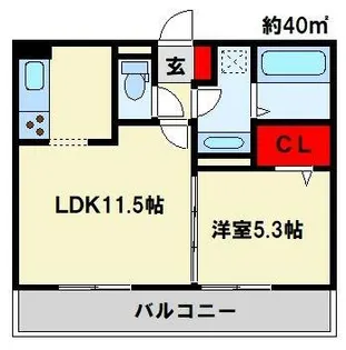 Polonia Kokura-kita【102号室】の間取り