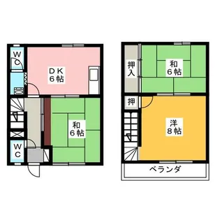 愛知県岩倉市大山寺町神田【テラスハウス】の間取り