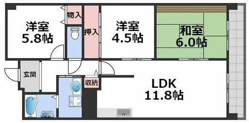 シャトレ緑橋【9階】の間取り